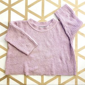 Marled Lilac Purple Cropped Sweater - M